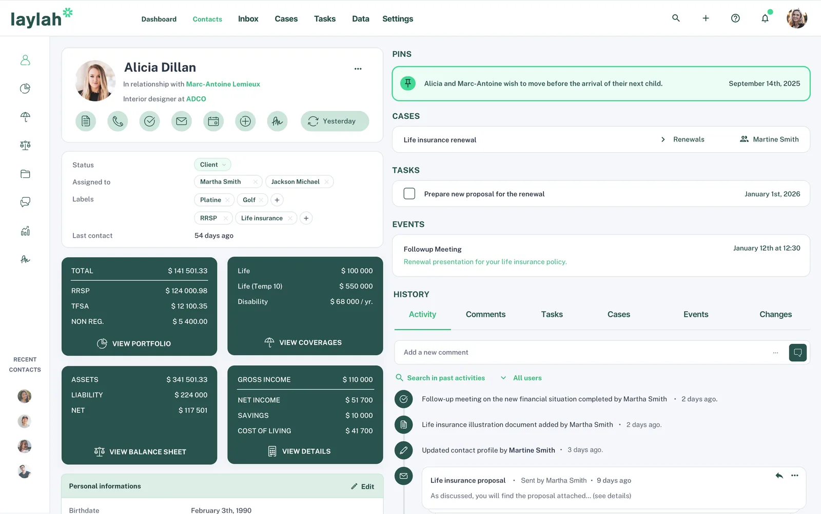 Laylah application interface