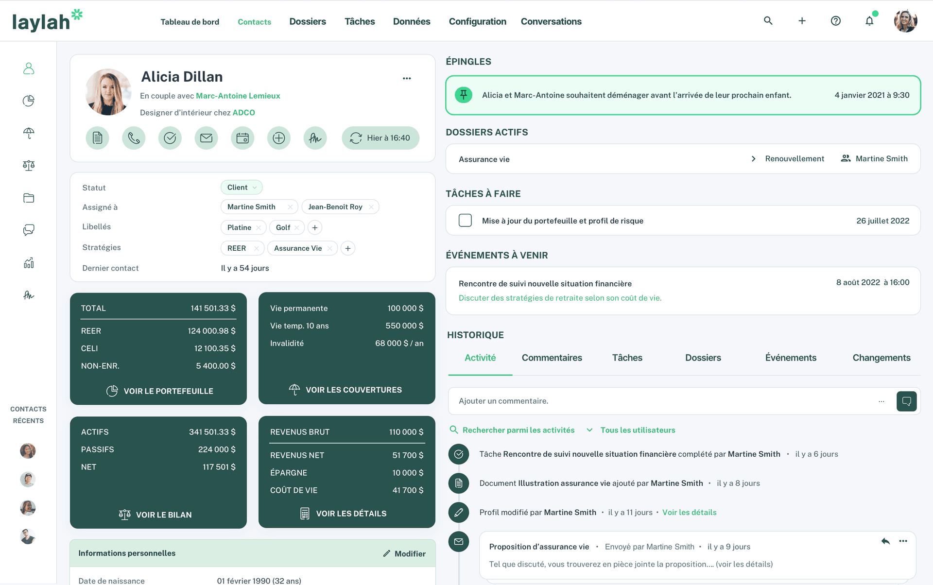 Laylah application interface